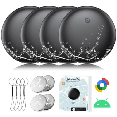 Image de Air Tag Android, Traceur Bluetooth pour Localizador Imperméable Localisateur de clés Compatible avec Google Localiser Mon Appareil, Clés,Valises,Bagages,Sacs,4 Pack