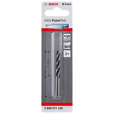 Image de Bosch Professional 2x Forets hélicoïdaux HSS PointTeQ (pour métal, 3 x 33 61 mm, accessoires pour perceuse visseuse)