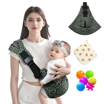 Image de porte bébé réglable, facile à porter pour tout petits, confortable nouveau né jusqu&#039;à 3 36 mois (vert léopard)