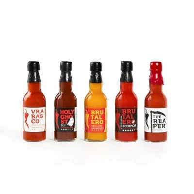Image de I LOVE SPICY Sauces au Piment 5 x 100 ml De Doux à Extrême Fumé, Fruité &amp; Intensément Fort Fermenté, Vegan, Fait Main Présentation Élégante
