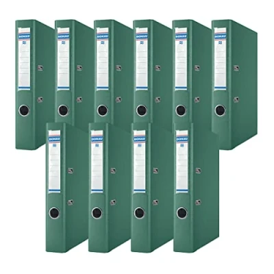 Image de DONAU Lot de 10 Classeurs bureau/Fins format A4 5 cm avec couverture en plastique PP/carton/Vert/Classeurs à anneaux D