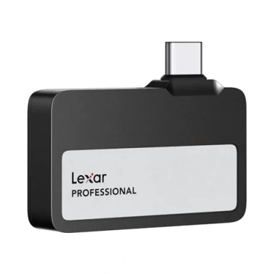 Image de Lexar Professional Go Portable SSD 2To, Ultra Compact, supporte Apple ProRes, jusqu&#039;à 1050MB/s en Lecture et 1000MB/s écriture, USB 3.2 Gen 2, IP65, pour iPhone 15/16 Pro, Noir