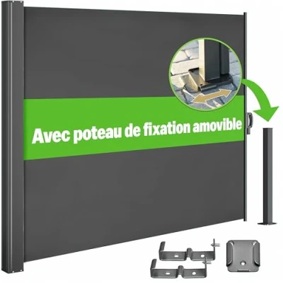 Image de CASARIA® Paravent extérieur rétractable 160x300cm Brise vue anthracite Auvent opaque Store latéral balcon jardin