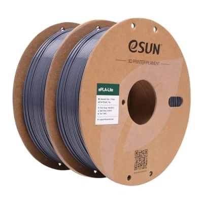 Image de eSUN Filament PLA 1.75mm, pour Imprimante 3D Précision Dimensionnelle +/ 0.03mm, 1KG par Bobine, 2 Bobines 3D,Gris et Gris