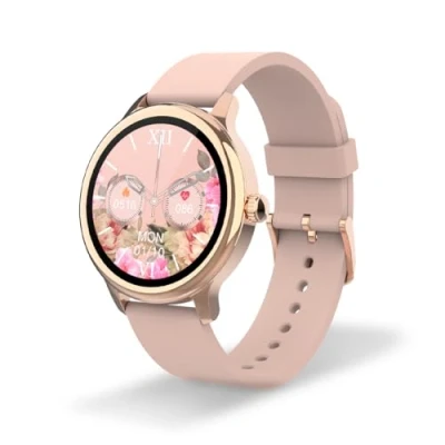 Image de DCU TECNOLOGIC Sophie Smartwatch Montre Connectée Femme Or Rose avec Bracelet Silicone Écran Tactile HD 1,2&#039;&#039; Étanchéité IP67 22 Modes Sportifs Smart APP