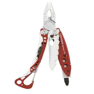 Image de Leatherman Skeletool RX Pince multifonctions pour ambulanciers et secouristes, avec 7 outils dont une pointe en carbure brise vitre plus encore, fabriqué aux Etats Unis, couleur rouge