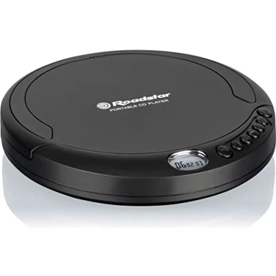 Image de Roadstar PCD 435NCD/BK Discman, Lecteur CD, CDA, CD R, RW, Portable avec Écouteurs Inclus, sans Fil, Écran LCD, Piles, Noir