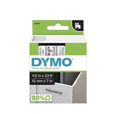Image de DYMO Étiquettes D1 authentiques pour LabelManager, Colorpop et LabelWriter Duo, idéales l&#039;organisation, l&#039;intérieur l&#039;extérieur, 12 mm, impression noire sur