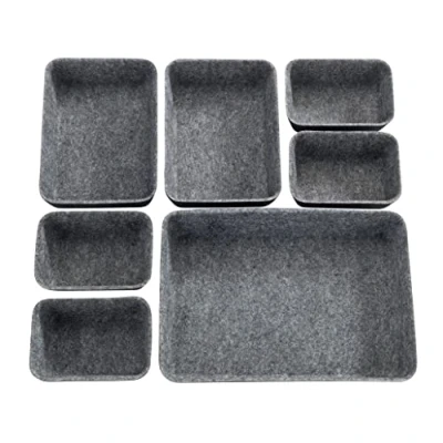 Image de WENKO Organiseur pour tiroirs en Feutre, Assistant de Rangement 7 Parties, à Base Feutre Polyester recyclé, Nombreuses Combinaisons possibles 3 Dimensions différentes, Noir/Gris