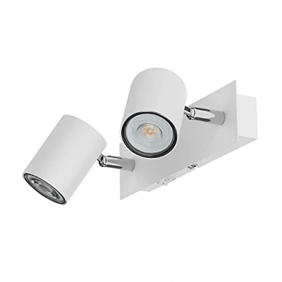 Image de ledscom.de Spot mural WAIKA, à deux flammes, avec interrupteur, blanc mat, incl. ampoules LED GU10 510lm chacune chaud