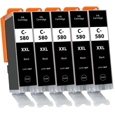Image de Supply Guy 5 Cartouches d&#039;encre XXL Noir Grande compatible avec Canon PGI 580 pour Pixma TR7500 TR7550 TR8500 TR8550 TS6100 TS6150 TS6151 TS6300 TS6350 TS8100 TS8150 TS8151 TS8152 TS8350 TS9150 TS9155
