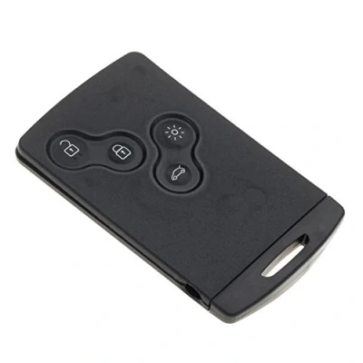 Image de JONGO Coque pour Carte Clé Électronique Compatible avec Renault Koleos, Clio 4, Laguna 3, Megane 3 et Scenic Boitier Vierge Clef Plip Smartcard Voiture Mains Libres Télécommande 4 Boutons