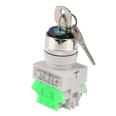 Image de Interrupteur à clé, de verrouillage clé sécurité 3 positions LAY37 20Y / 31220V 5A Sélecteur rotatif Trou montage 22 mm avec 2 clés