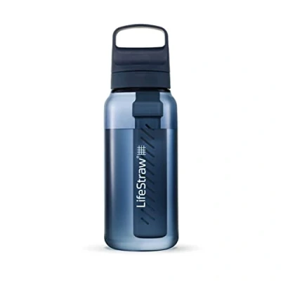 Image de LifeStraw Go Series — Gourde filtrante en inox 1l pour les voyages et l’utilisation quotidienne. Élimine bactéries, parasites microplastiques, améliore le goût, Aegean Sea (bleu)