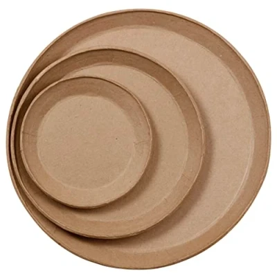 Image de Décopatch HD083C Un Set de 3 assiettes à décorer avec crochet au dos assiette 1 : 2x30x30cm; 2 2x22x22cm; 1,5x15x15cm