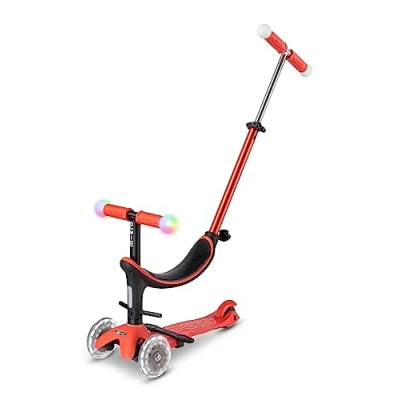 Image de Micro Trottinette Évolutive Mini 3en1 Révolution Magic 3 Roues Lumineuses Guidon Lumineux 1 à 6 Ans Rouge