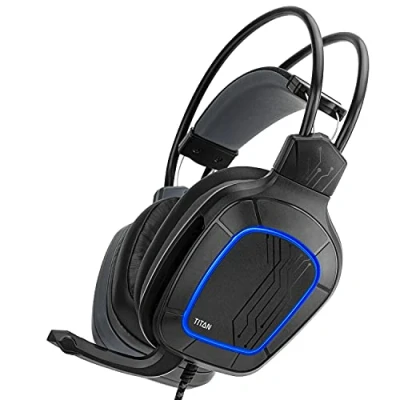 Image de NITHO Titan Casque Gaming pour PC/PS4/PS5 avec Microphone Omnidirectionnel, Lumière Multi Effet RVB, Haut parleurs de 50 mm Noir (avec Adaptateur Audio USB)