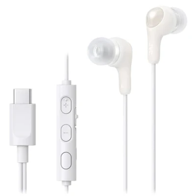 Image de JVC HA FR9UC W, Écouteurs filaires Gumy Connect USB Type C avec Un Son Puissant et Clair, télécommande Pratique Marche/arrêt du Micro, 3 Boutons, B (Blanc)