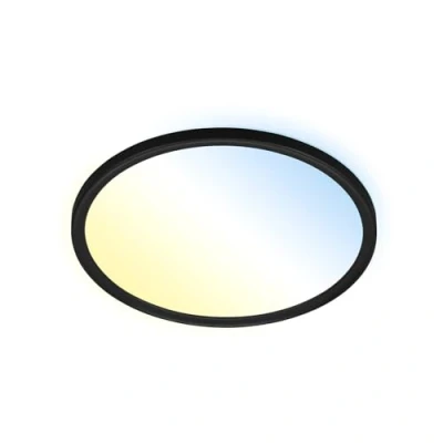 Image de Briloner Leuchten Plafonnier à intensité variable avec rétroéclairage télécommande 18 W 2400 lm Blanc/noir 293 x 28 mm (DxH)