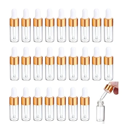 Image de NOLACE Flacon Pipette 25 Pièces Flacons en Verre avec Pipettes, 5ML Bouteilles Vide Compte gouttes Pipettes Pour Huiles Essentielles Parfum Huile parfumée Transparent