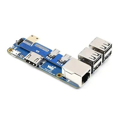 Image de Waveshare Pi Zero vers Raspberry 3 Model B/B+ Adaptateur, Intégré 4 CH USB Port, 100M Ethernet Port et HDMI Alternative pour 3B/B+, Support 2W