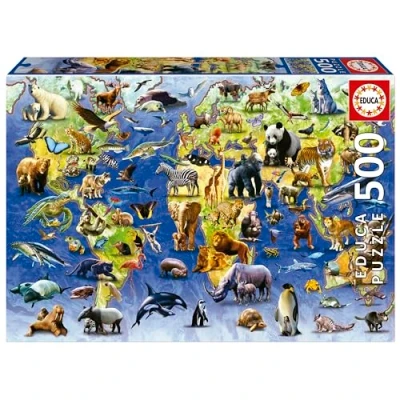Image de Educa Puzzle de 500 pièces pour Adultes Espèces en Danger d&#039;Extinction. Mesure: 48 x 34 cm. Contient Environ la Colle Fix Puzzle. À partir 11 Ans (19908)