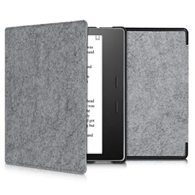 Image de kwmobile Étui liseuse Compatible avec Amazon Kindle Oasis 10. Generation Housse à Rabat Magnétique en Feutre pour eBook Gris Clair