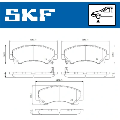 Image de SKF VKBP 80233 A Jeu de plaquettes frein avec indicateur d&#039;usure ISUZU: D Max 1 Pickup,