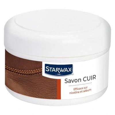 Image de STARWAX Savon Cuir Nettoie, Désincruste les salissures, Dégraisse Efficace sur nicotine et Sébum A la lanoline Fabriqué en France 150ml