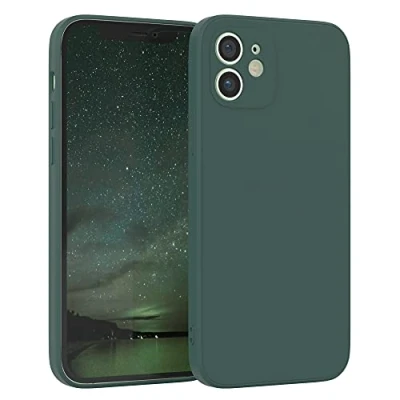 Image de EAZY CASE Coque de protection en silicone pour iPhone 12, vert, souple, résistante aux chocs, avec l&#039;appareil photo, fine et qualité supérieure, TPU, vert pin