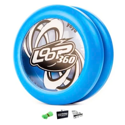 Image de YoyoFactory Loop 360 Yo Bleu (Idéal pour Les débutants, Jeu Yoyo Moderne, Roulement à Billes en Métal, Ficelle Et Instructions Incluses)