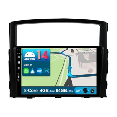 Image de JOYX Android 12 IPS Autoradio pour Mitsubishi Pajero 4 V80 V90 (2006 2014) 4G+64G Senza fili DSP/Carplay/Android Auto Caméra + MIC 2 Din 9 Pouce Dab Volant AHD WLAN 4G 360 Fast Boot