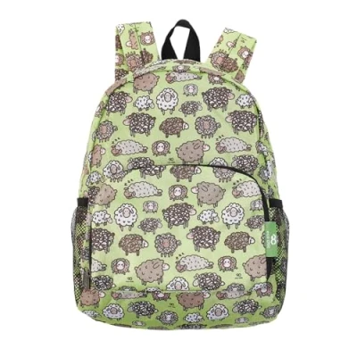 Image de ECO CHIC Mini Sac à dos pliable léger résistant l&#039;eau Se replie dans une pochette pour le rangement (Mouton mignon Vert)