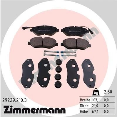 Image de ZIMMERMANN 29229.210.3 Jeu de plaquettes frein contact signal d&#039;usure inclus avec vis/boulons la photo correspond au contenu livraison