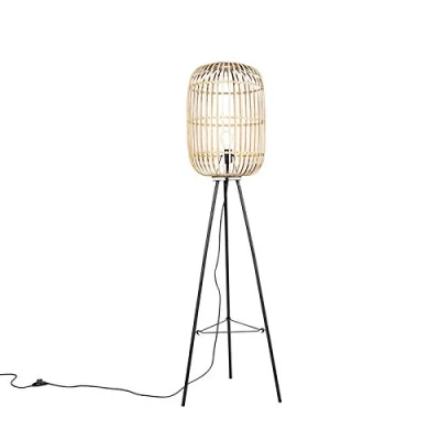 Image de Qazqa manila Lampadaire 1 lumière H 1390 mm Beige Rustique, Rustique éclairage intérieur Salon I Chambre