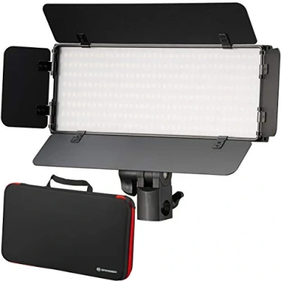 Image de Bresser Fotostudio PT 30B II Kit d&#039;éclairage vidéo LED Bicolore avec Volets Lumineux, Batteries, Bloc d&#039;alimentation, télécommande et Sac