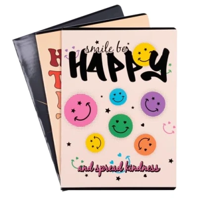 Image de gimboo Lot de 3 cahiers d&#039;école, format A4, 32/32 feuilles quadrillées, mixtes, motifs assortis, pour la rentrée des classes primaire, avec marge, cartes blanches, carreaux bleus