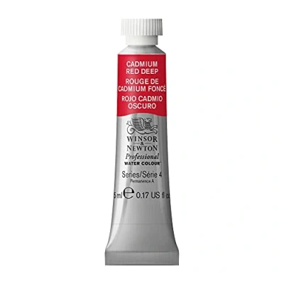 Image de Winsor &amp; Newton Aquarelle Professionnel Peinture Aquarelle, Haute Luminosité, Résistante à la Lumière, Qualité Archive, Tube de 5 ML, Couleur Rouge Cadmium Foncé ROW
