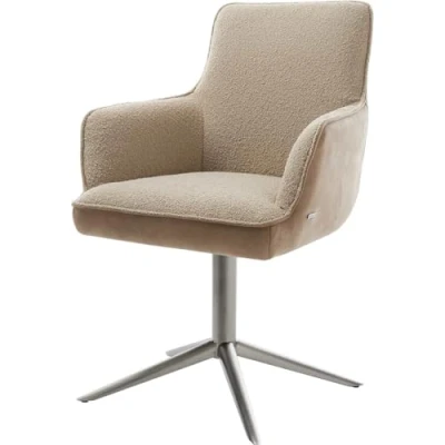 Image de chaise pivotante Heira Flex avec accoudoirs tissu mixte couleur boue pied de 4 branches grafiete pivotement sur 360 fonction bascule ressorts ensachés