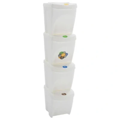 Image de vidaXL Poubelles à ordures empilables 4 pcs Blanc 100 L Polypropylène 152201