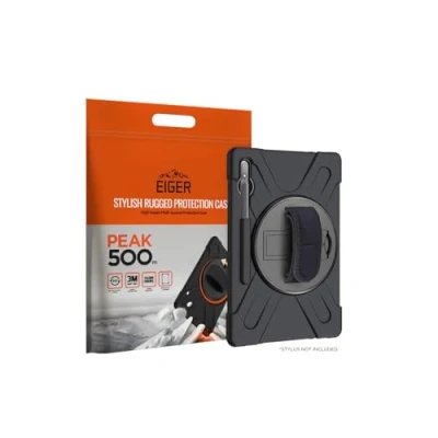 Image de Coque pour Tab S9 FE Plus EIGER Noir Protection Complète Poignée rotative à 360