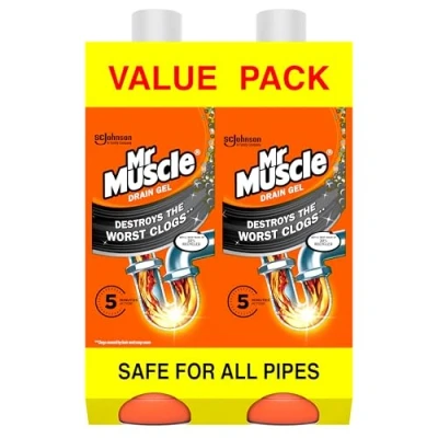 Image de Mr Muscle Déboucheur de canalisation, nettoyeur d&#039;évier et gel vidange à action rapide, dissout les bouchons, fonctionne 3 fois mieux que l&#039;eau Javel, sans danger pour tous