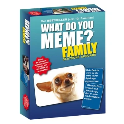 Image de HUCH! 882592 What DO You Meme ? Family Édition Allemande Jeu de fête pour 3 à 20 Joueurs partir 8 Ans avec Nombreux Nouveaux mèmes Encore Plus Plaisir