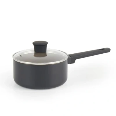 Image de Salter BW12878EU7 Casserole En Céramique De 18cm Antiadhésif Corps Aluminium Recyclé, Couvercle Verre Trempé Avec évent à Vapeur, Sans PFOA Et PFAS, Convient L&#039;induction, Poignée Soft Touch