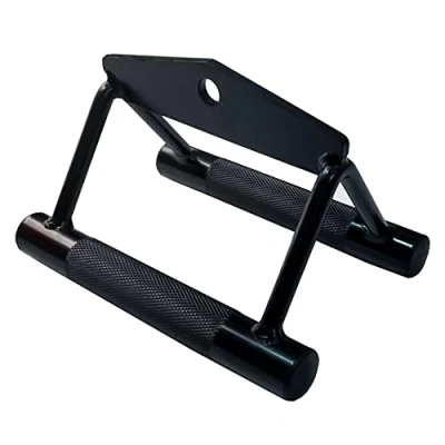 Image de qibylift Barre de Traction Deluxe LAT Double poignée en D Forme V avec Caoutchouc(Noir)