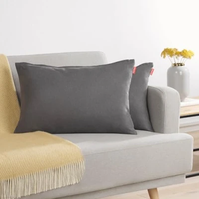 Image de Blumtal Lot de 2 Housses Coussins 40x60 Anthracite en Chenille douillettes avec Fermeture éclair cachée, certifiée Oekotex, pour décoration et canapé