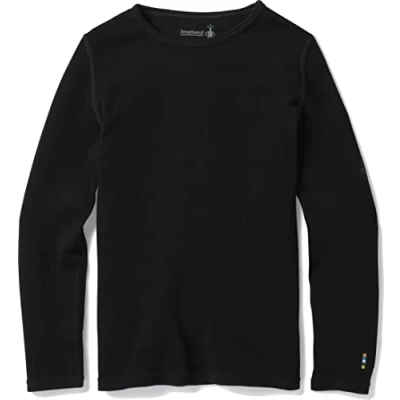 Image de Smartwool Classic Thermal Merino BASE Layer CREW Tshirt à manches longues pour enfants, Taille: XL, Black