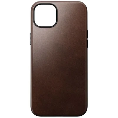 Image de Nomad Horween Étui moderne en cuir pour iPhone 15 Plus avec chargeur sans fil et bords surélevés à 360 Marron rustique