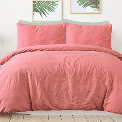 Image de Sleepdown Parure de Lit 100% Pur Coton uni avec Housse Couette et taie d&#039;oreiller Doux Facile d&#039;entretien Simple (135 cm x 200 cm)