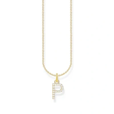 Image de THOMAS SABO Collier lettre P en argent doré avec zirconium KE2255 414 14